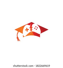 Game Education Logo Design Element. Game and graduation cap logo design.	
