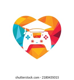 Game education vector logo design. Game console with graduation cap icon design.	
