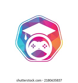 Game education vector logo design. Game console with graduation cap icon design.