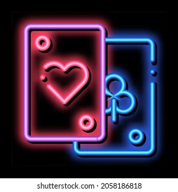 Game Element Cards neon light sign vector. Glowing bright icon transparent symbol illustration