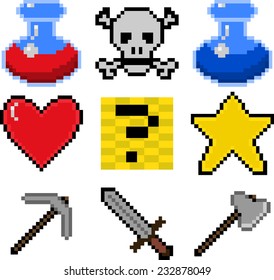 Juego de arte de píxeles de elemento de juego