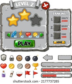 Ilustración de conjunto de plantillas de elementos de juego