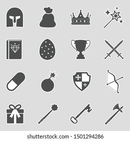 Game Elements Icons. Sticker Design. Vector Illustration.