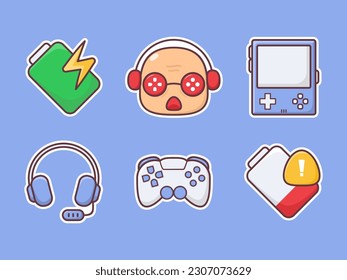 game elements vector collection with different objects, illustration stickers, icon