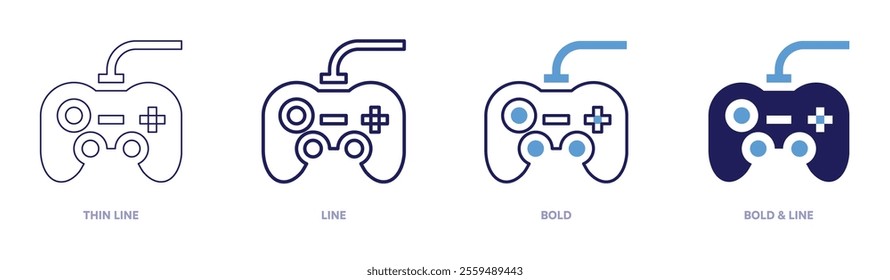 Game engine icon in 4 different styles. Thin Line, Line, Bold, and Bold Line. Duotone style. Editable stroke.
