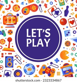 Game and Entertainment Object Design with Gamepad and Cards Vector Template