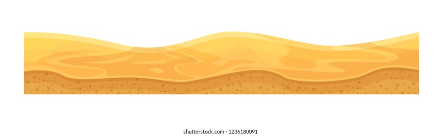 Game environment and landscape, surroundings. Sandy desert surface, layers of soil and sandy covered surface for ui games and ux interface. 2D gaming platform. Vector illustration isolated.