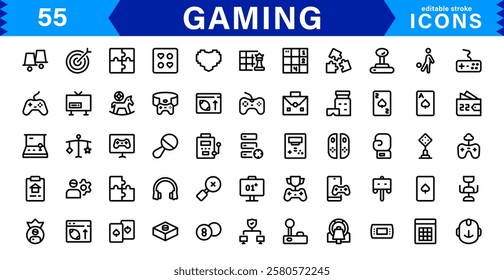 Game and Esports Icon Pack. Modern Vector Illustrations for Gaming Consoles, Controllers, Tournaments, and Digital Entertainment Design