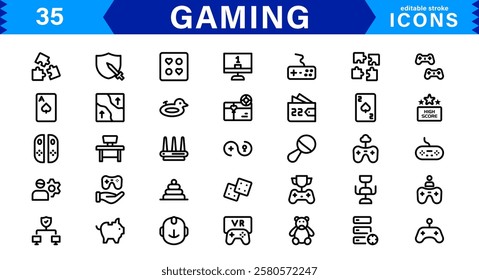 Game and Esports Icon Pack. Modern Vector Illustrations for Gaming Consoles, Controllers, Tournaments, and Digital Entertainment Design