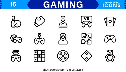 Game and Esports Icon Pack. Modern Vector Illustrations for Gaming Consoles, Controllers, Tournaments, and Digital Entertainment Design