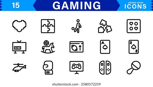 Game and Esports Icon Pack. Modern Vector Illustrations for Gaming Consoles, Controllers, Tournaments, and Digital Entertainment Design