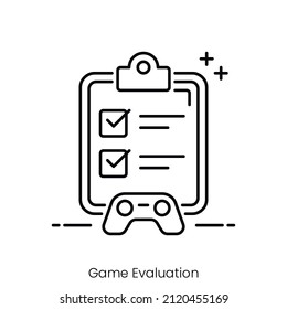 icono de evaluación de juegos. Diseño de icono de estilo de esquema aislado en fondo blanco