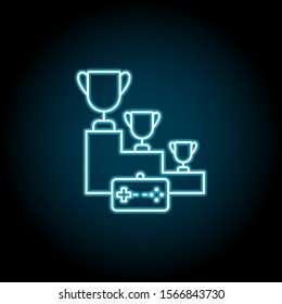 Game, event, rewards, game controller blue neon icon. Simple thin line, outline vector of esport icons for ui and ux, website or mobile application