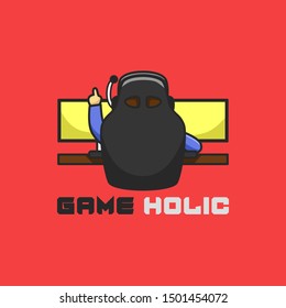 Game fanatic illustration good for Game zone company logo. Logo Cartoon template with vector illustration.