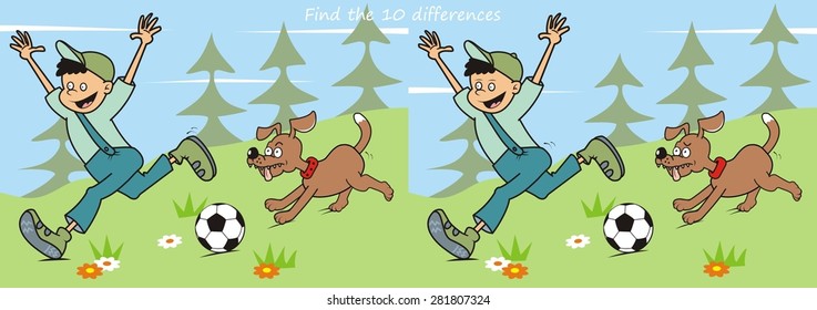game, find ten differences, vector illustration