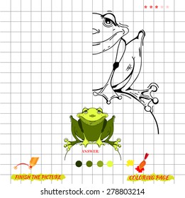Game finish the picture   coloring Cartoon frog