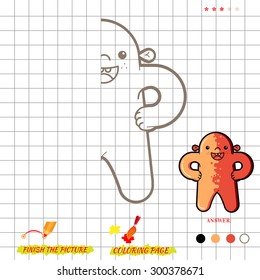 Game finish the picture and coloring page
