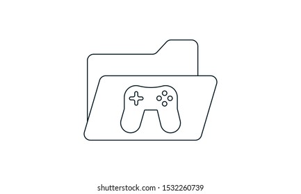 Game folder flat icon. Folder with game pad icon in trendy flat style. Computer folder gradient style design, designed for web and app. Eps 10