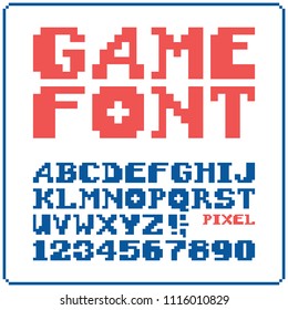 Game Font 8-bit Retro Typeface 6. Isolated Vector Illustration.