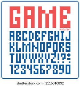 Game Font 8-bit Retro Typeface 3. Isolated Vector Illustration.