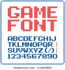 Game Font 8-bit Retro Typeface 4. Isolated Vector Illustration.