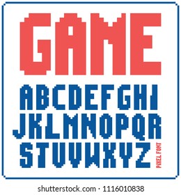 Game Font 8-bit Retro Typeface 2. Isolated Vector Illustration.