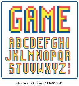 Game Font 8-bit Retro Typeface 1. Isolated Vector Illustration.