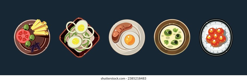 Game Food Icon and Nutrition Element Vector Set