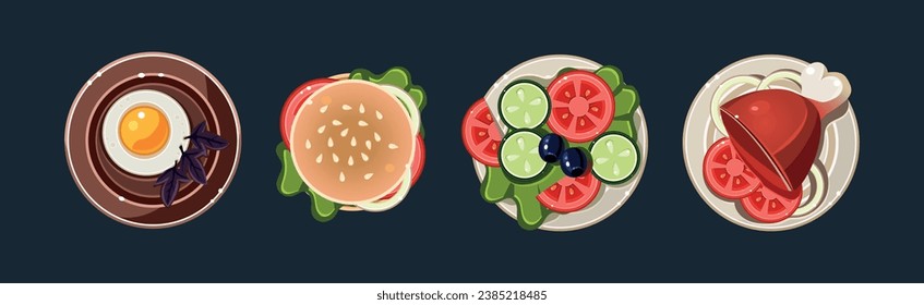 Game Food Icon and Nutrition Element Vector Set