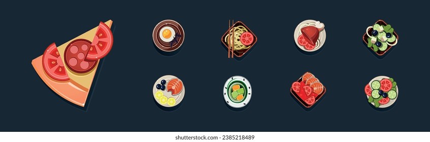 Game Food Icon and Nutrition Element Vector Set