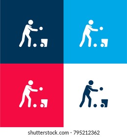 Game four color material and minimal icon logo set in red and blue