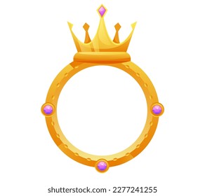 Game frame circle icon avatar golden interface ui concept set. Vector graphic design element illustration
