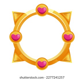 Game frame circle icon avatar golden interface ui concept set. Vector graphic design element illustration