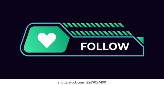 Marco de juego. Banner de superposición de streaming con plantilla de interfaz de usuario de botón. Interfaz en vivo futurista. Gráfica de streaming aislada. Elemento digital cuadrado del vector
