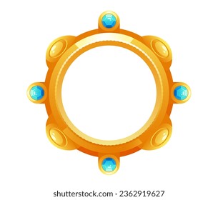 Game frame ui avatar fantasy circle badge medieval round isolated concept. Vector flat graphic design illustration