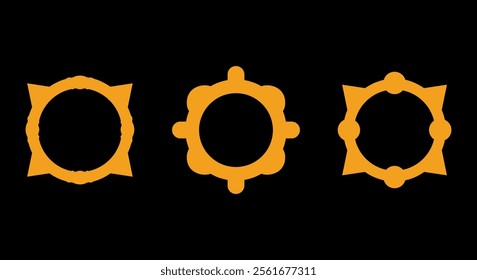 Game frame ui border gold interface menu isolated concept set. Vector flat graphic design illustration