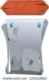 Game frames in the form of stone and wood. A great idea for the design of a mobile game