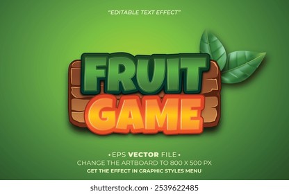 game fruit 3d text effect editable modern and playful