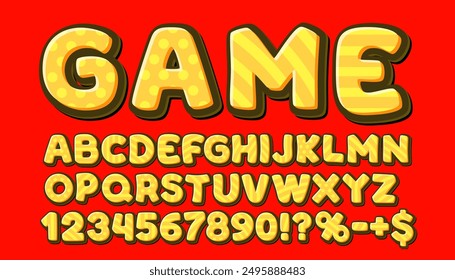 Game fun font set collection, letters and numbers symbol. Vector illustration