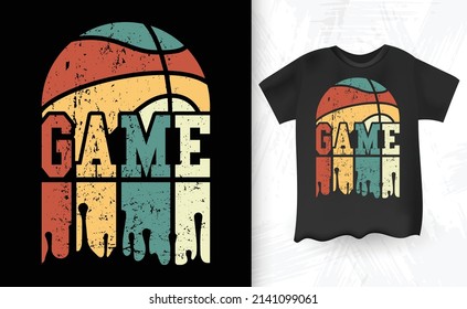 Game Funny Kids Basketball Player Retro Vintage Basketball T-shirt Design