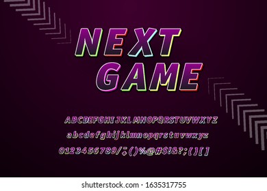 a game of the future of multi-colored modern alphabetic fonts. technology of typography in bold and italic font with numbers. vector illustration