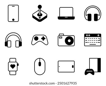 Juego y gadget dispositivo icono símbolo Vector Plantilla colección
