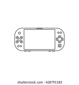 Game gadget Icon. Handheld game console. Vector illustration. Isolated on a white background.