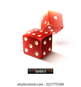 Game gamble casino dice set realistic isolated on white background vector illustration