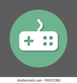 Game, gamepad flat icon. Round colorful button, circular vector sign with shadow effect. Flat style design