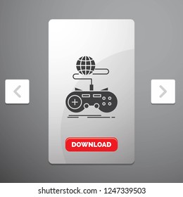 Game, gaming, internet, multiplayer, online Glyph Icon in Carousal Pagination Slider Design & Red Download Button