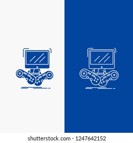 Game, gaming, internet, multiplayer, online Line and Glyph web Button in Blue color Vertical Banner for UI and UX, website or mobile application