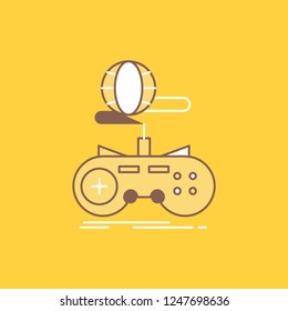 Game, gaming, internet, multiplayer, online Flat Line Filled Icon. Beautiful Logo button over yellow background for UI and UX, website or mobile application