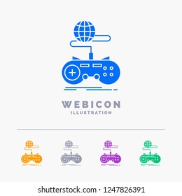 Game, gaming, internet, multiplayer, online 5 Color Glyph Web Icon Template isolated on white. Vector illustration