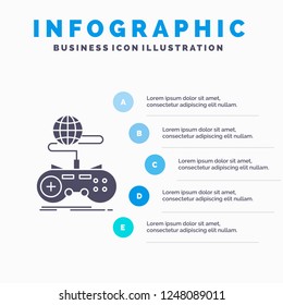 Game, gaming, internet, multiplayer, online Infographics Template for Website and Presentation. GLyph Gray icon with Blue infographic style vector illustration.